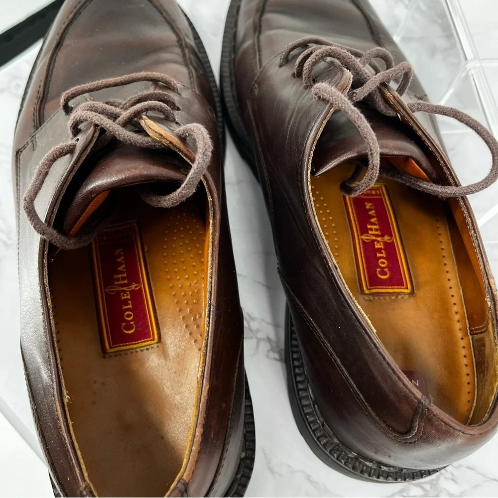 COLE HAAN COUNTRY Dark Brown Leather Lace Up Apron Toe Oxfords Size 9.5D Vintage